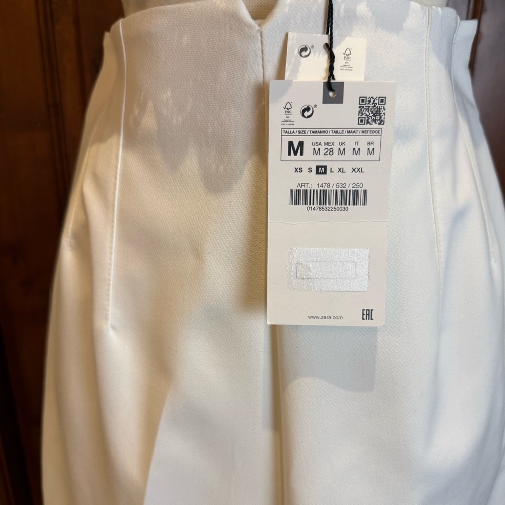 💋Zara White High-Waisted Women's Trousers size M - Picture 11 of 12